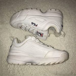 White Fila Disruptors